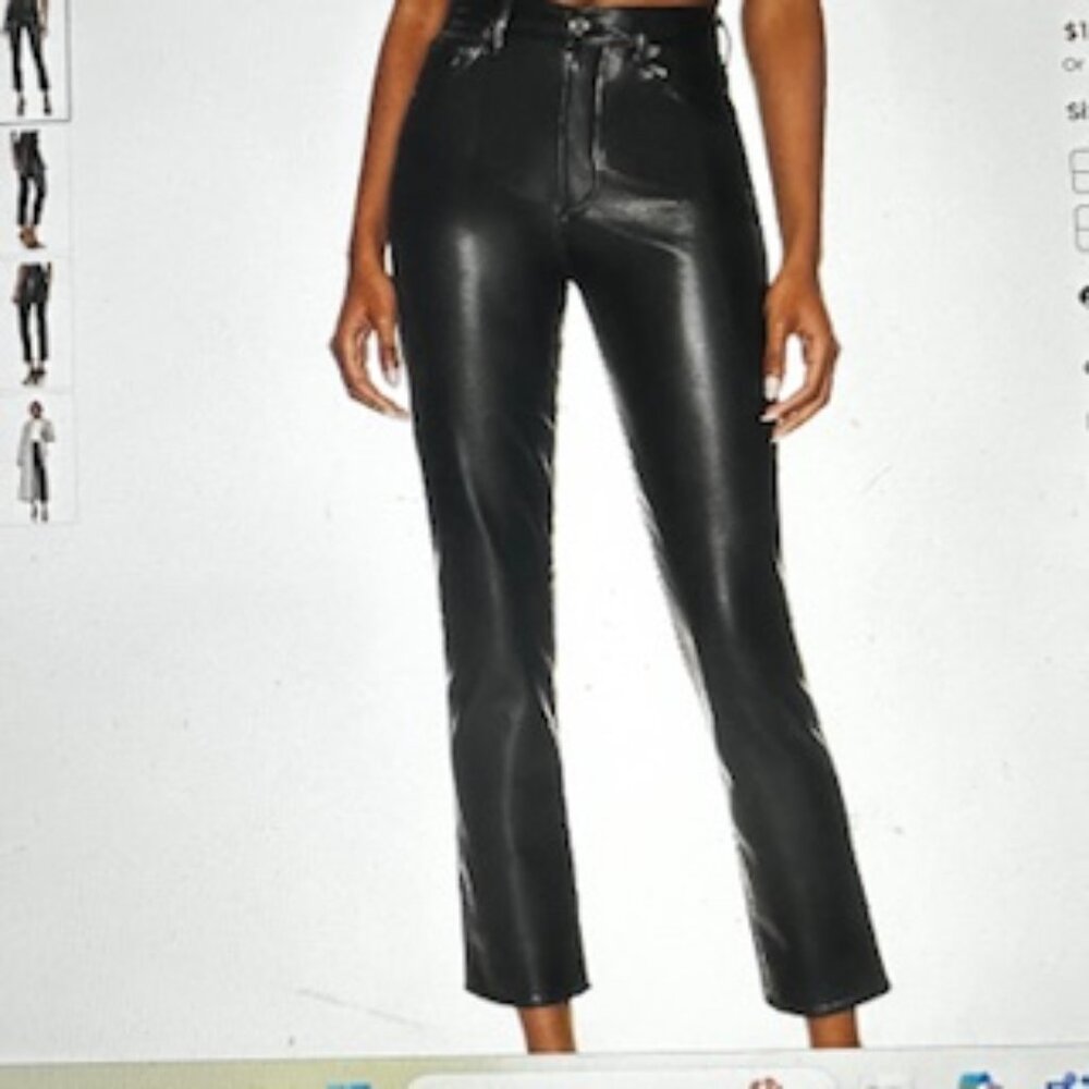 AGOLDE   Recycled Leather Riley Long, Black Size 28